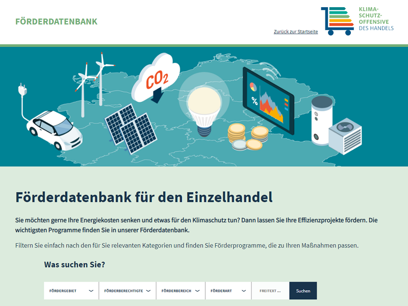 Klimaschutzoffensive: unsere neue Förderdatenbank für den Einzelhandel