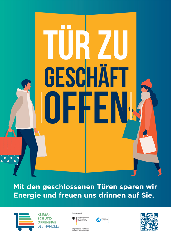 Klimaschutzoffensive: Plakataktion, Türe zu - Energie sparen, Motiv Shopper klein