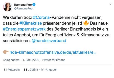 Klimaschutzoffensive: Energiesparnetzwerk des Berliner Handels gegründet