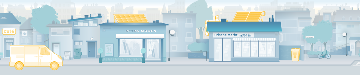 Blick auf die virtuelle Marktstraße Blick auf die virtuelle Marktstraße