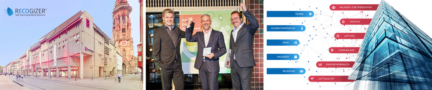 Übergabe des EHI Energiemanagement Awards: Carsten Kreutze, Claudio Rizza und Jens Gräther von Breuninger (v. l. n. r.)